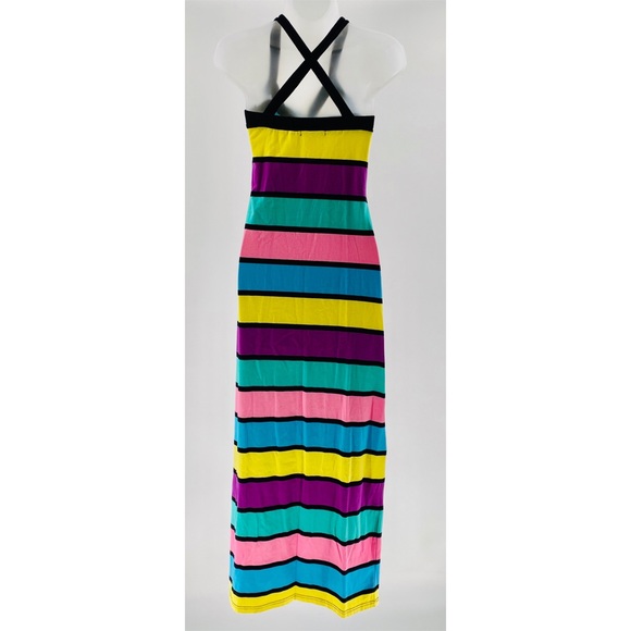 DEREK HEART Colorful Striped Maxi Dress A01 - Picture 6 of 8